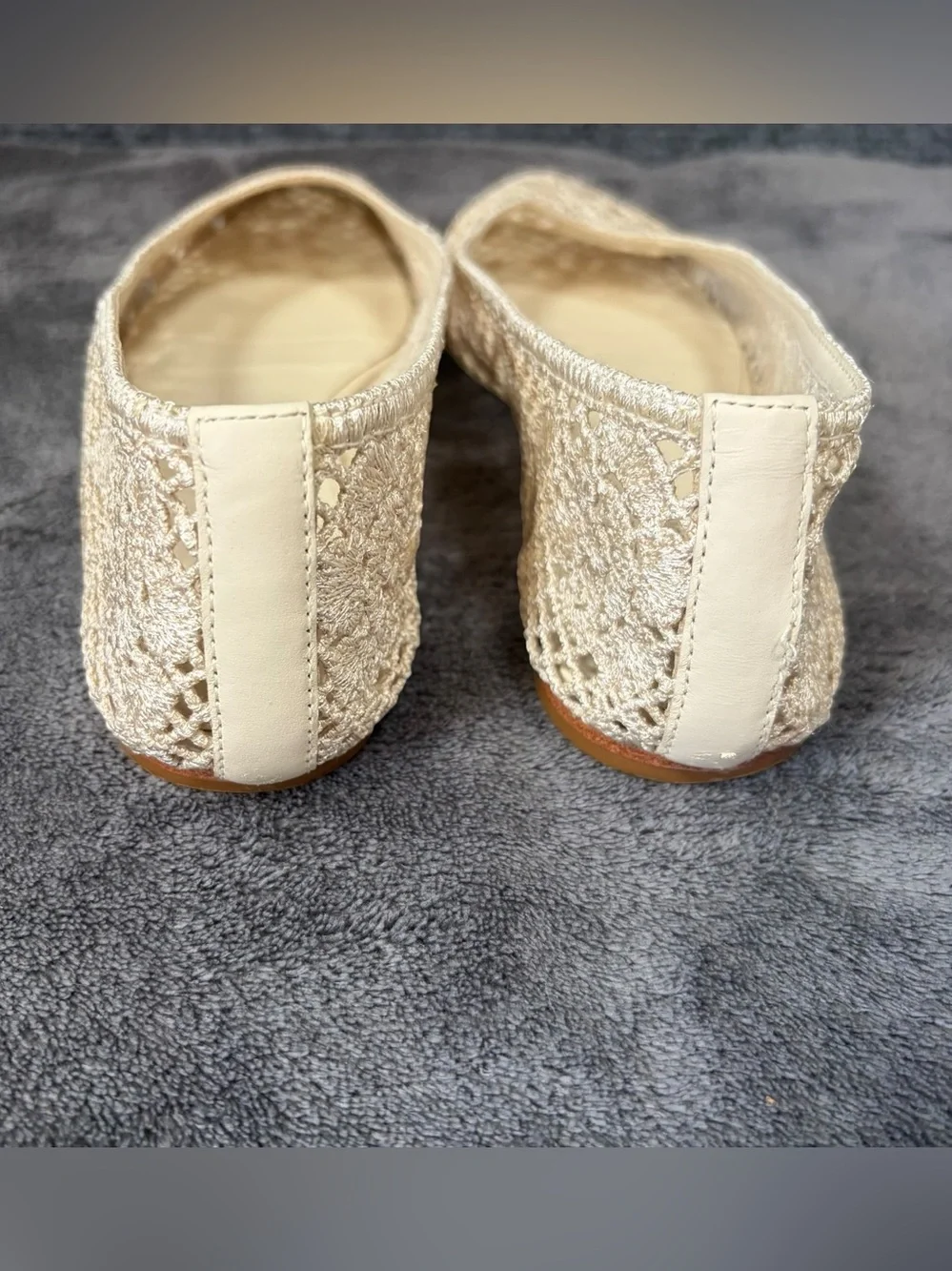 Reformation Cream Crochet Pointed-Toe Flats